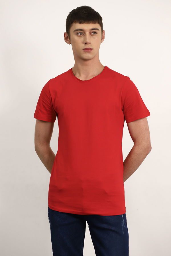 Bisiklet Yaka T-shirt Kırmızı Bisiklet Yaka T-shirt Kırmızı