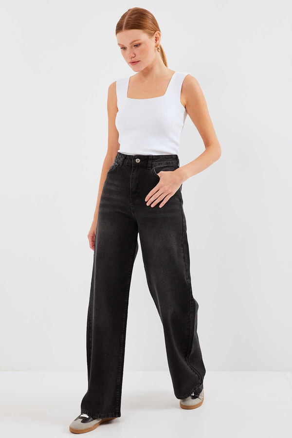 Gabria Bol Paça Jean Pantolon SİYAH Gabria Bol Paça Jean Pantolon SİYAH