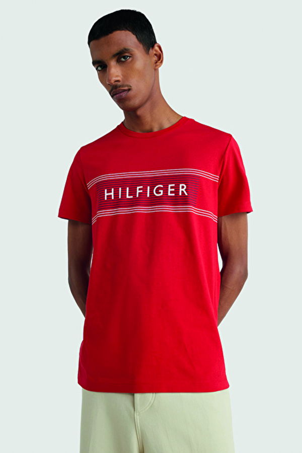 Tommy Hilfiger Bisiklet Yaka T-shirt KIRMIZI