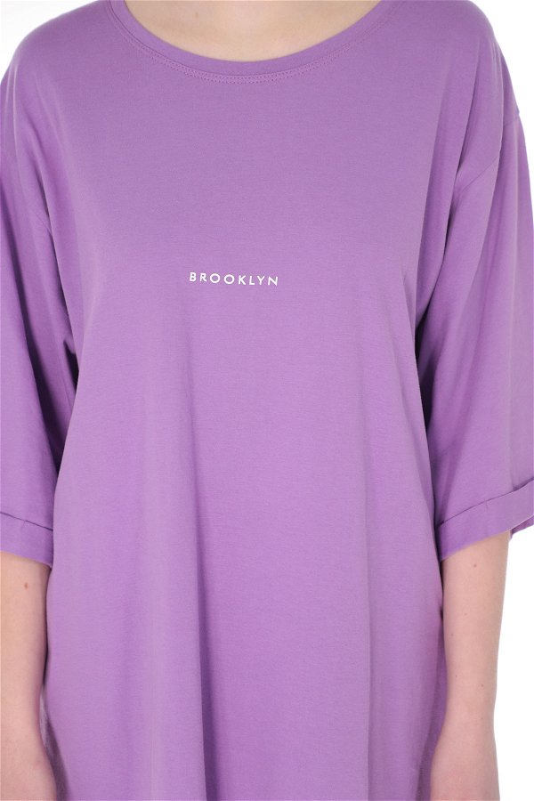 Brooklyn Baskılı T-shirt lila