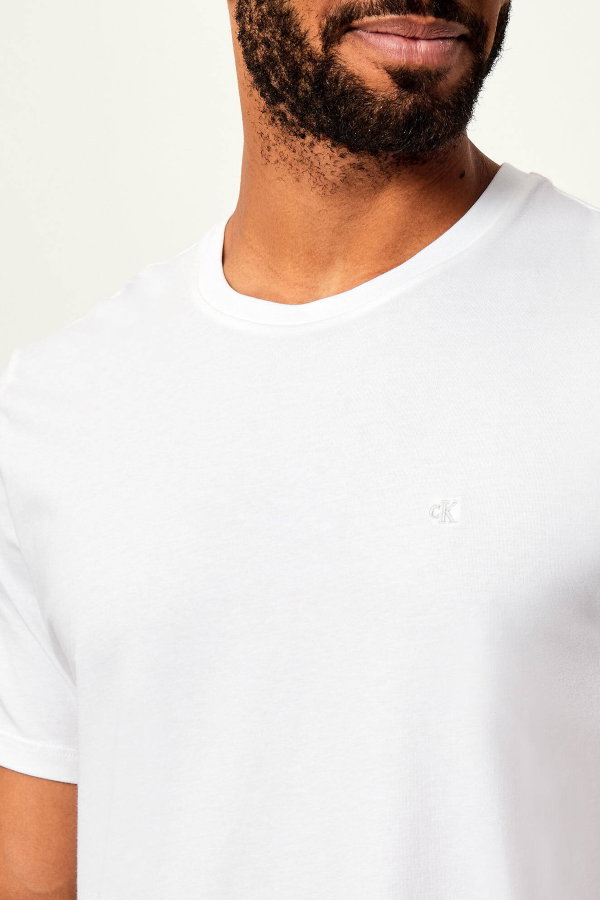 Calvin Klein Erkek Bisiklet Yaka T-shirt BEYAZ