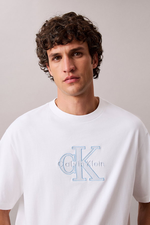 Calvin Klein Erkek Bisiklet Yaka T-shirt Beyaz