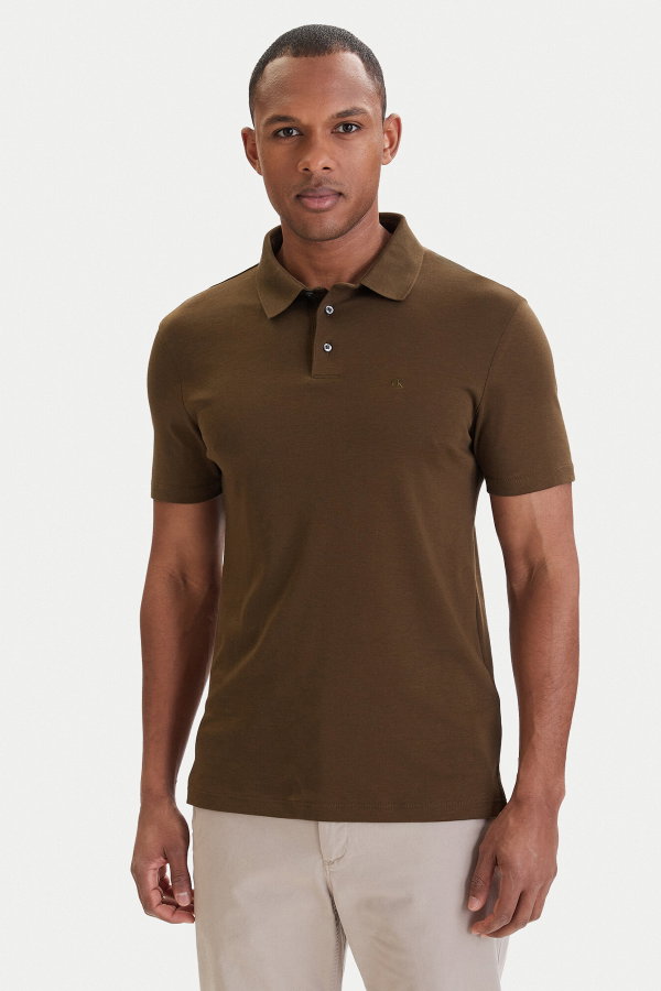 Calvin Klein Erkek  Polo Yaka T-shirt HAKI