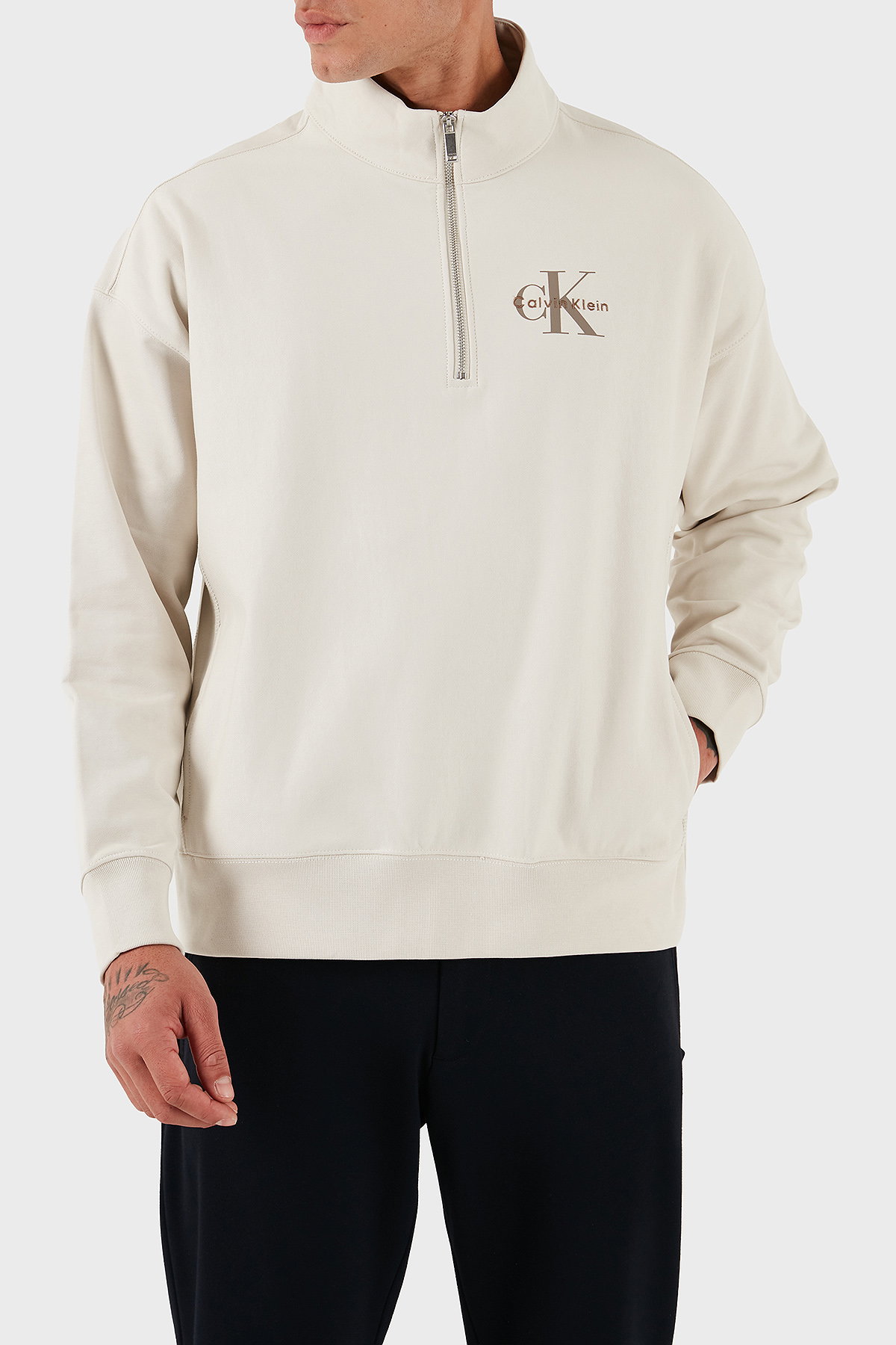 Calvin Klein Erkek Sweatshirt EKRU