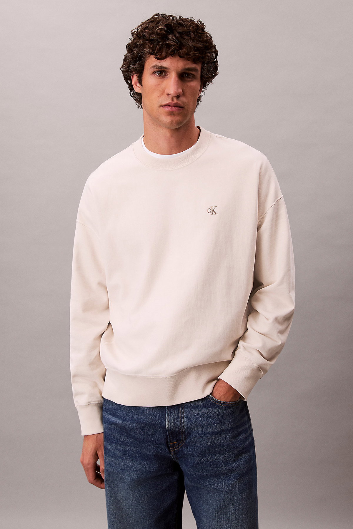 Calvin Klein Erkek Sweatshirt KREM