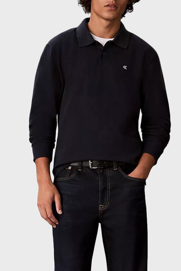 Calvin Klein Erkek Uzun Kollu Polo Yaka T-shirt SIYAH