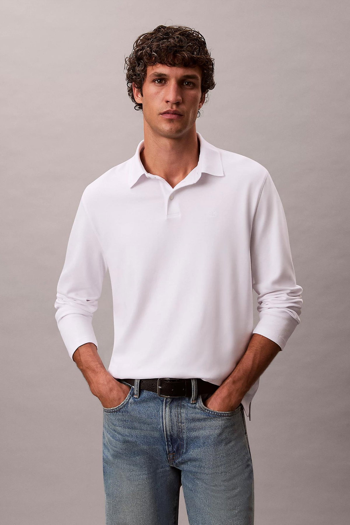 Calvin Klein Erkek Uzun Kollu T-shirt Beyaz