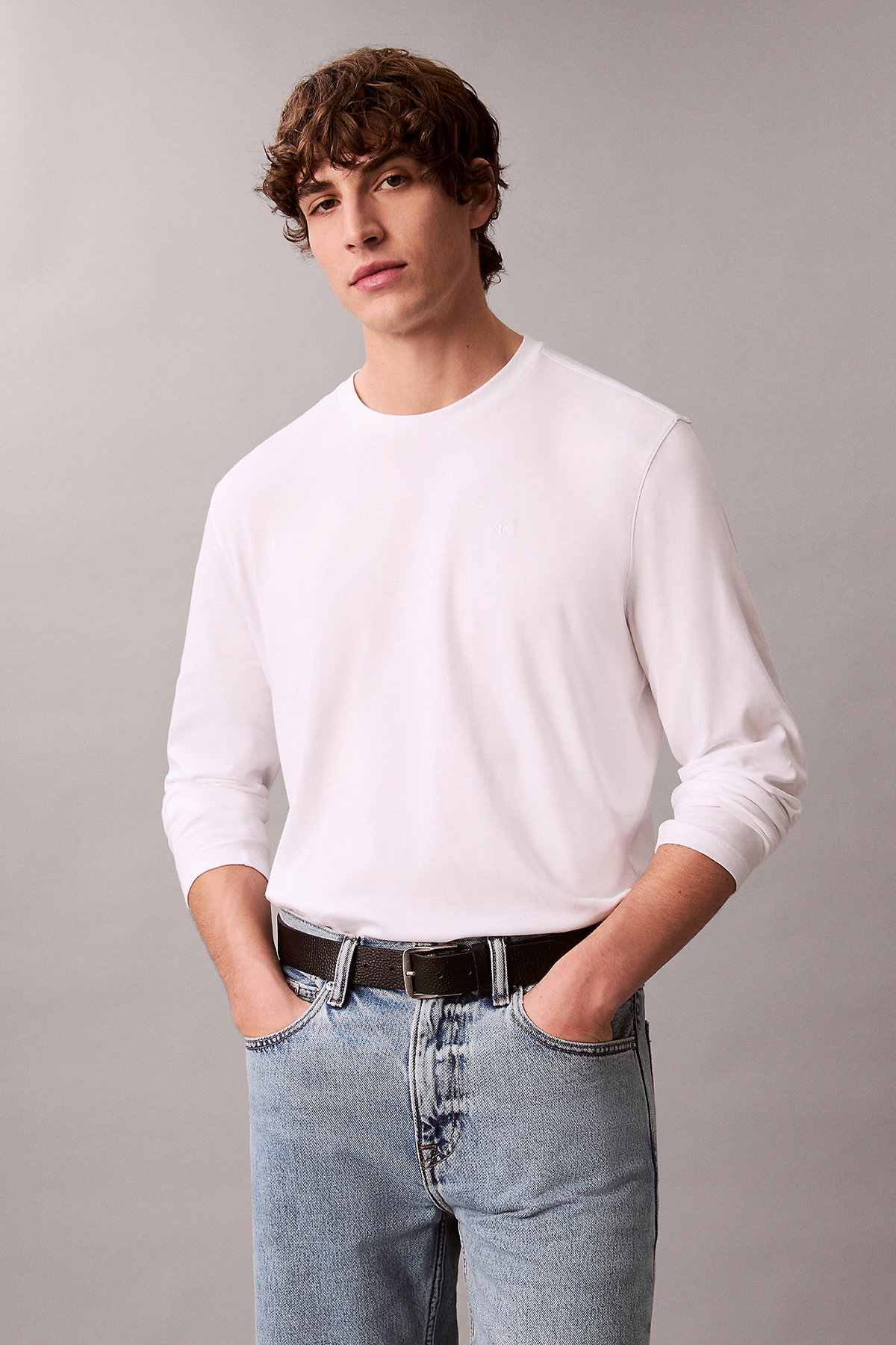 Calvin Klein Erkek Uzun Kollu T-shirt Beyaz