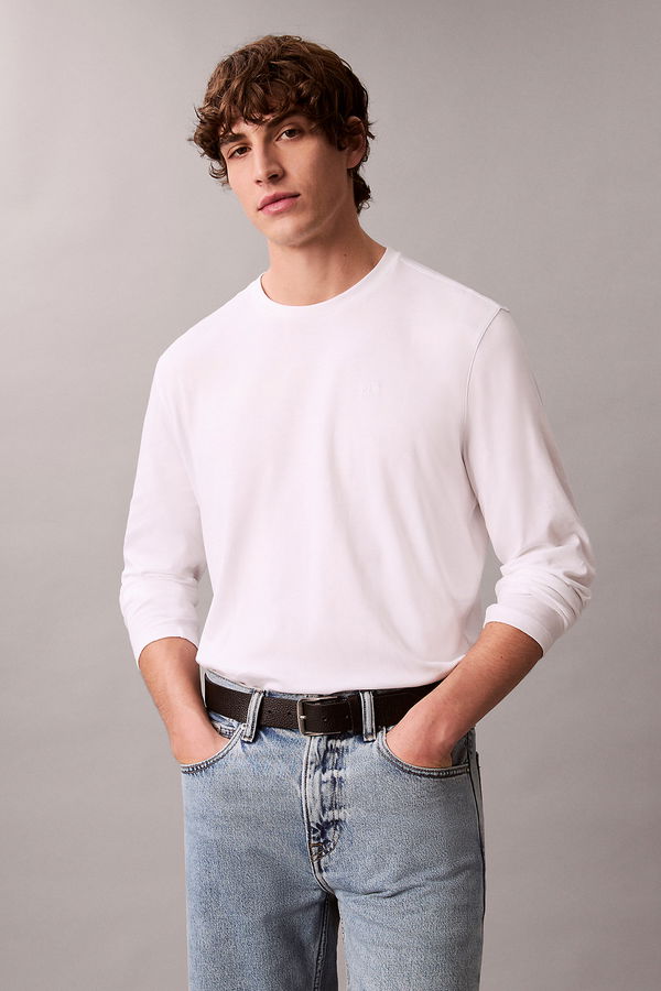 Calvin Klein Erkek Uzun Kollu T-shirt Beyaz