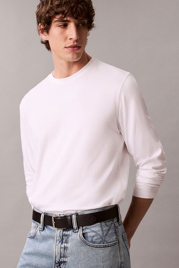 Calvin Klein Erkek Uzun Kollu T-shirt Beyaz