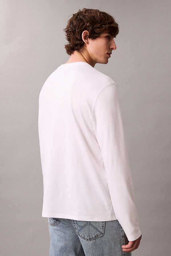 Calvin Klein Erkek Uzun Kollu T-shirt Beyaz