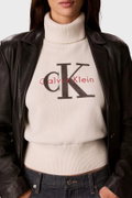 Calvin Klein Kadın Balıklı Yaka Kazak EKRU
