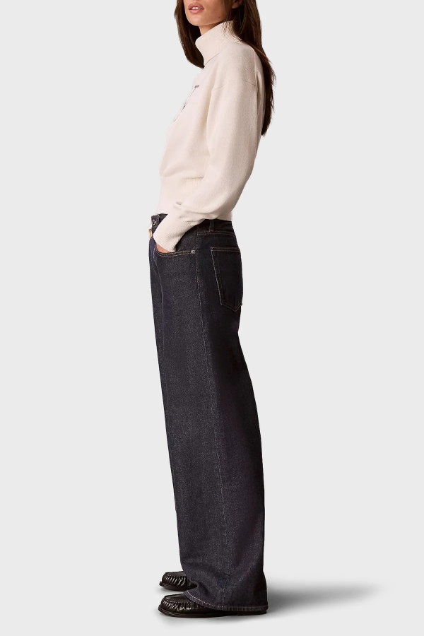 Calvin Klein Kadın Balıklı Yaka Kazak EKRU