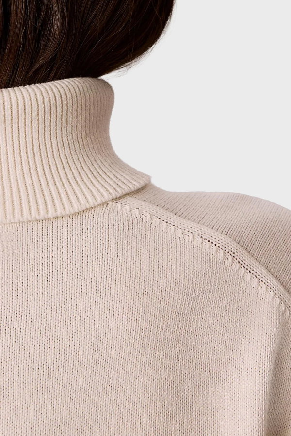 Calvin Klein Kadın Balıklı Yaka Kazak EKRU