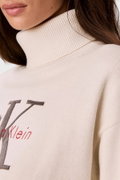 Calvin Klein Kadın Balıklı Yaka Kazak EKRU