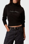 Calvin Klein Kadın Balıklı Yaka Kazak SIYAH