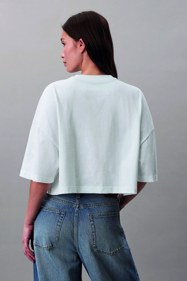 Calvin Klein Kadın Bisiklet Yaka T-shirt Beyaz