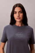 Calvin Klein Kadın Bisiklet Yaka T-shirt GRI