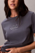 Calvin Klein Kadın Bisiklet Yaka T-shirt GRI