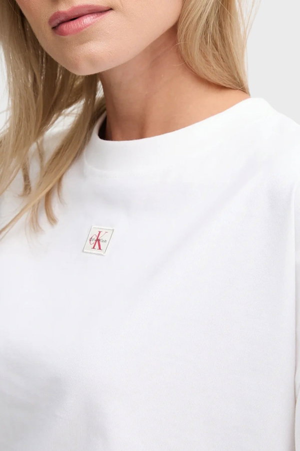 Calvin Klein Kadın Bisiklet Yaka T-shirt KREM