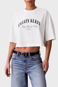 Calvin Klein Kadın Bisiklet Yaka T-shirt KREM