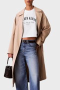 Calvin Klein Kadın Bisiklet Yaka T-shirt KREM