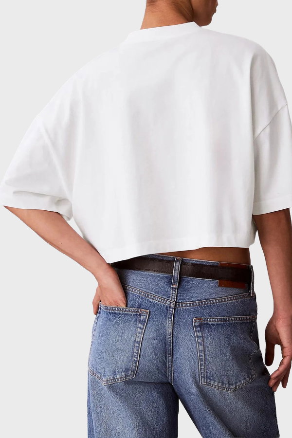 Calvin Klein Kadın Bisiklet Yaka T-shirt KREM