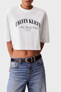 Calvin Klein Kadın Bisiklet Yaka T-shirt KREM