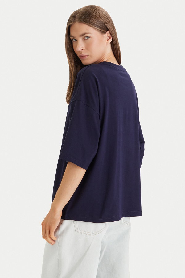 Calvin Klein Kadın Bisiklet Yaka T-shirt LACIVERT