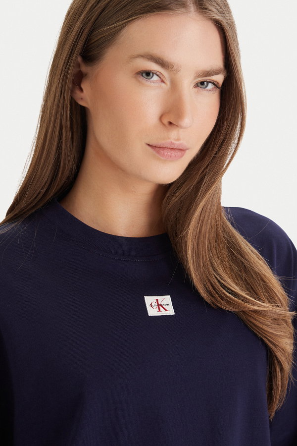 Calvin Klein Kadın Bisiklet Yaka T-shirt LACIVERT