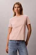 Calvin Klein Kadın Bisiklet Yaka T-shirt PEMBE