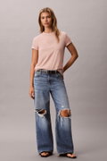 Calvin Klein Kadın Bisiklet Yaka T-shirt PEMBE