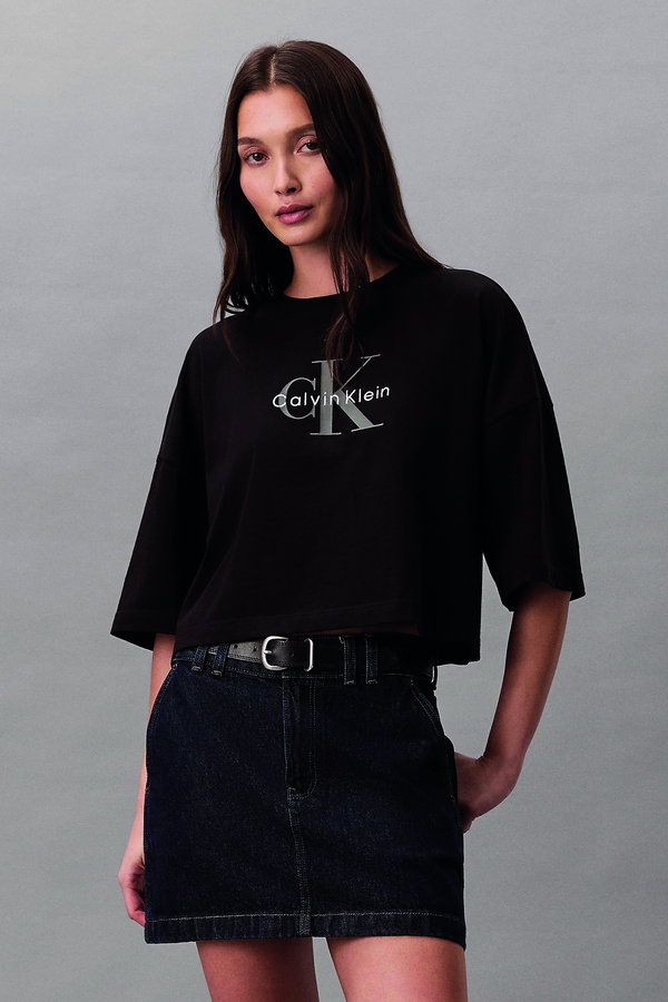 Calvin Klein Kadın Bisiklet Yaka T-shirt SIYAH