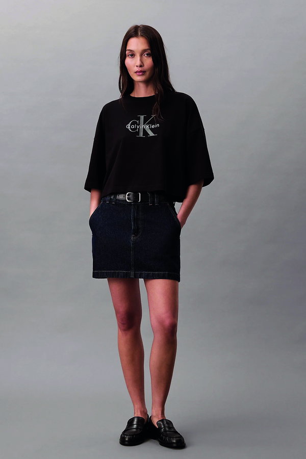 Calvin Klein Kadın Bisiklet Yaka T-shirt SIYAH