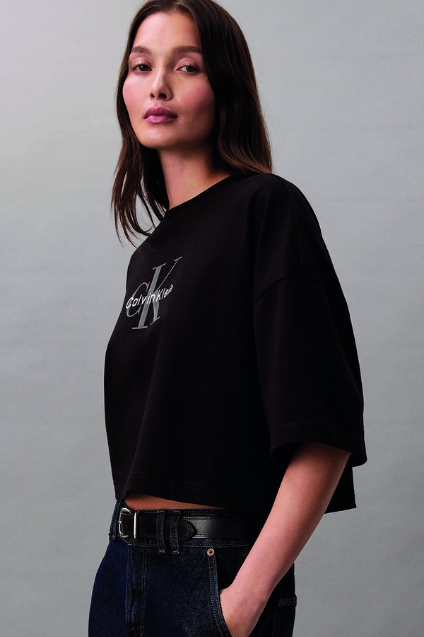 Calvin Klein Kadın Bisiklet Yaka T-shirt SIYAH