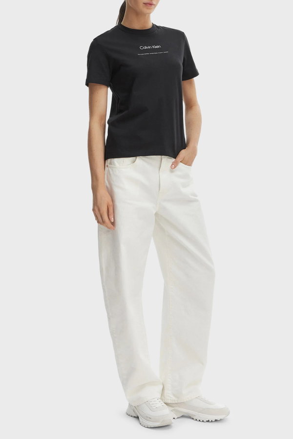 Calvin Klein Kadın Bisiklet Yaka T-shirt SIYAH