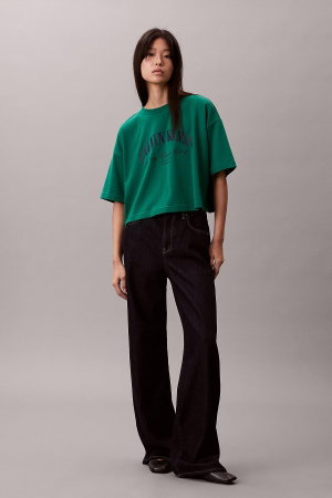 Calvin Klein Kadın Bisiklet Yaka T-shirt YESIL