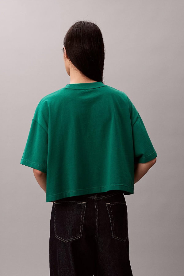 Calvin Klein Kadın Bisiklet Yaka T-shirt YESIL