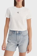 Calvin Klein Kadın Bisiklet Yaka T-shirt Beyaz