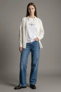 Calvin Klein Kadın Bisiklet Yaka T-shirt Beyaz