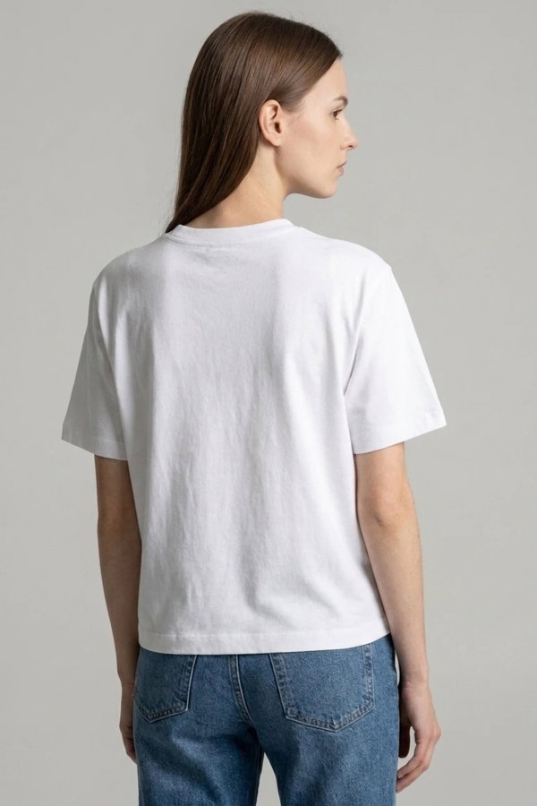 Calvin Klein Kadın Bisiklet Yaka T-shirt Beyaz