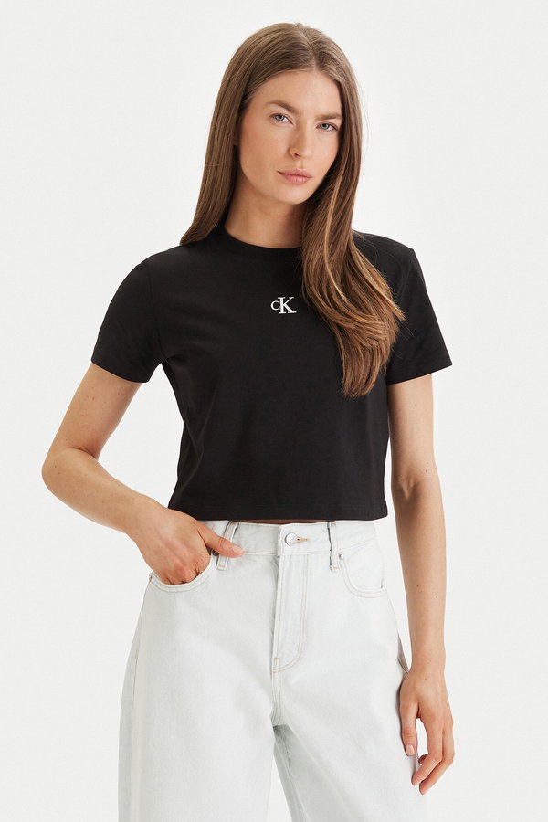 Calvin Klein Kadın Bisiklet Yaka T-shirt SIYAH