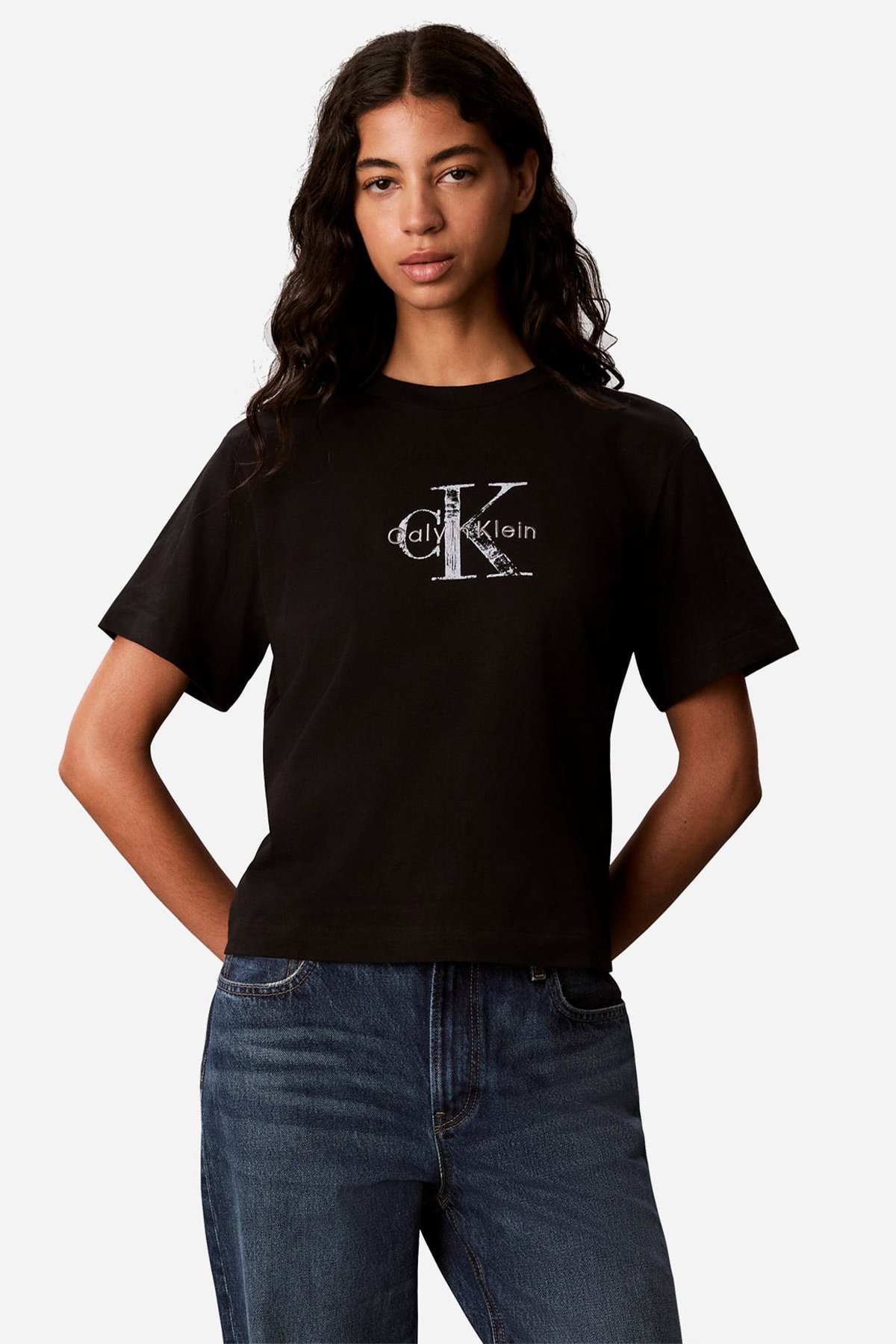Calvin Klein Kadın Bisiklet Yaka T-shirt SIYAH