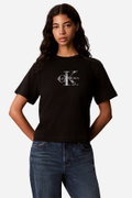 Calvin Klein Kadın Bisiklet Yaka T-shirt SIYAH