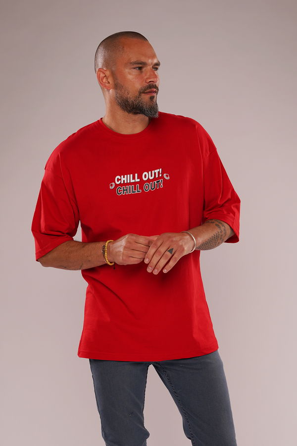 Gabria Chill Out Baskılı T-shirt Kırmızı