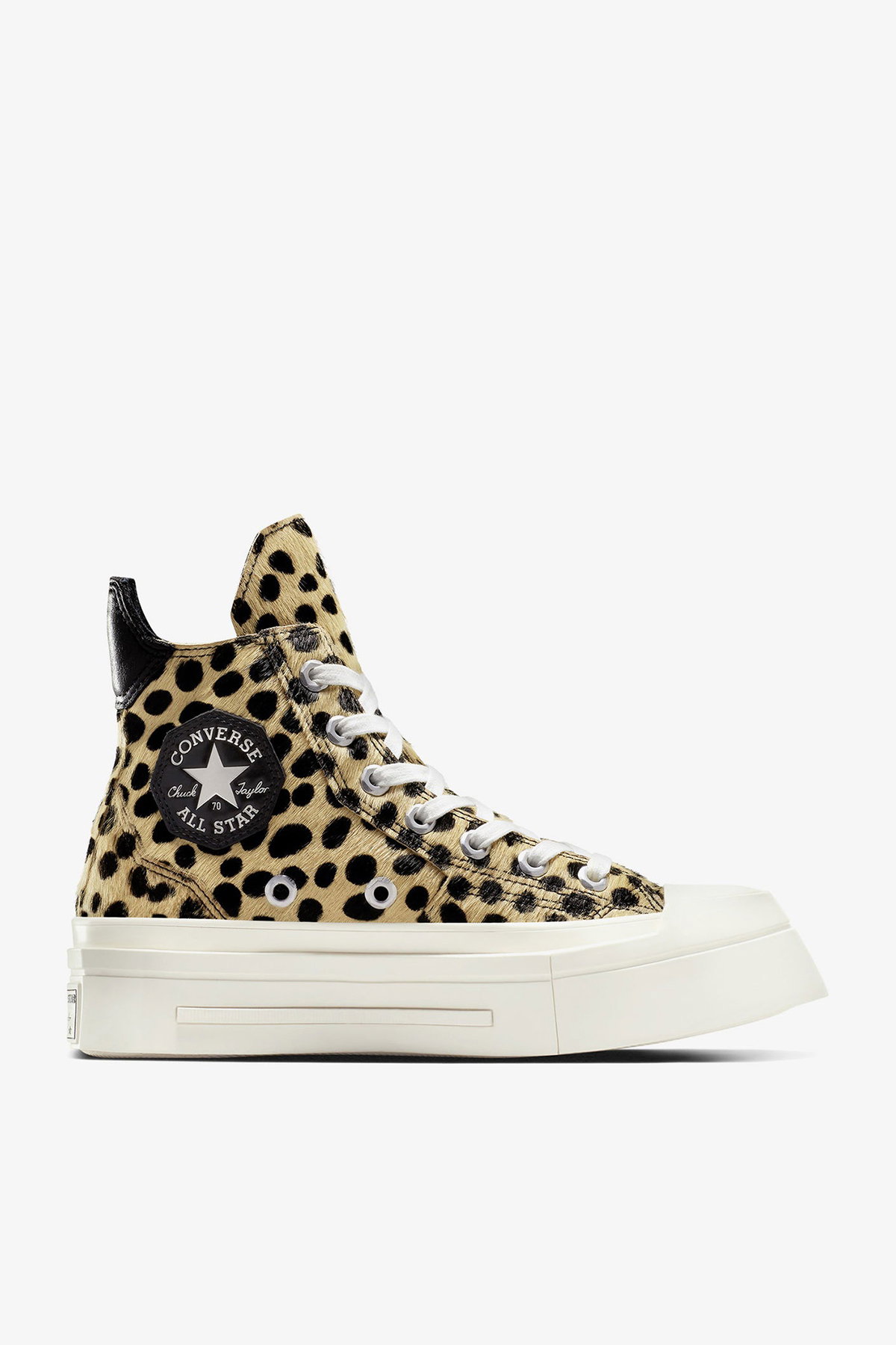 Converse Chuck 70 Leopard Print De Luxe Squared Kadın Platform Sneaker SIYAH