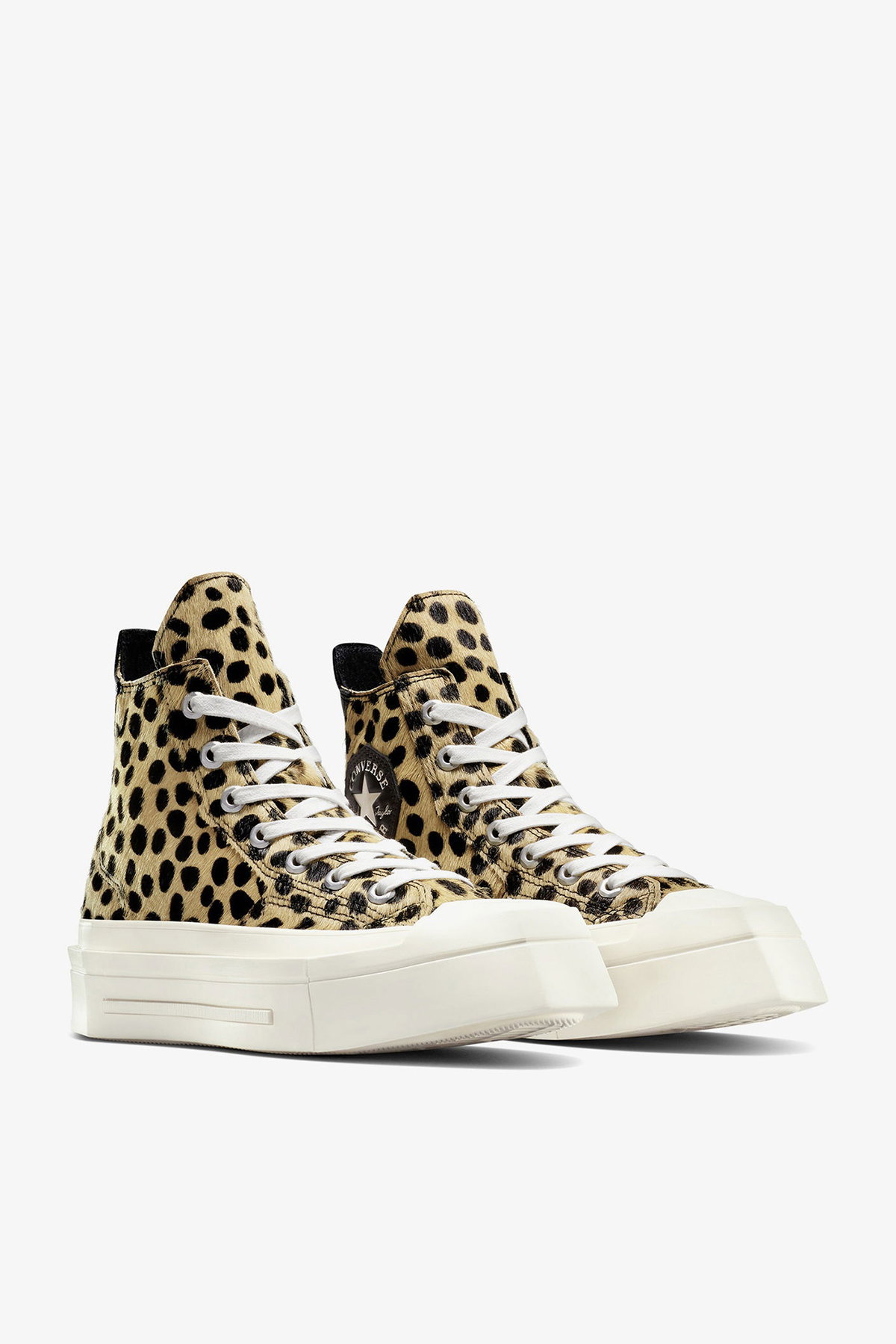 Converse Chuck 70 Leopard Print De Luxe Squared Kadın Platform Sneaker SIYAH