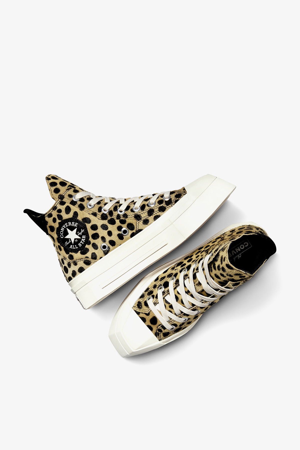 Converse Chuck 70 Leopard Print De Luxe Squared Kadın Platform Sneaker SIYAH