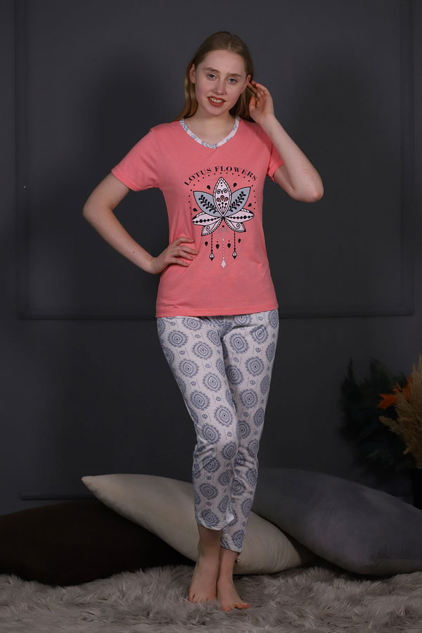 Çiçek Baskılı Pijama Takımı NAR CICEGI Çiçek Baskılı Pijama Takımı NAR CICEGI