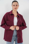 Gabria Çift Cep Gabardin Ceket BORDO